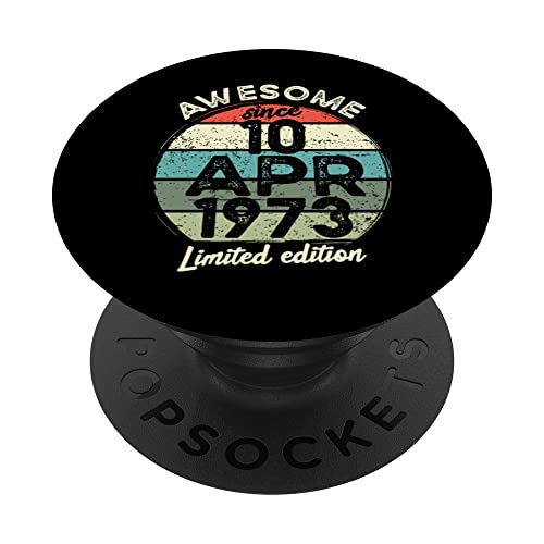 Consigue ahora Camiseta cumpleaños 50 años 10 abril Promoción 1973 50 cumpleaños PopSockets PopGrip Intercambiable Rebajas 2024 | regaloscumple.com