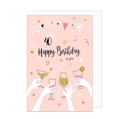 Comprar Edition Seidel Tarjeta felicitación BlackFriday 40 cumpleaños premium con sobre. Billet Happy Birthday para mujer hombre fiesta rosa (GZ353-40 SW024) Top Precio 2025 | regaloscumple.com
