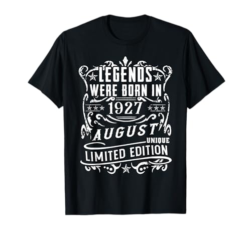 Comprar Cumpleaños Agosto 1927 Edición Limitada Regalo Legend Cumpleaños Camiseta Top Precio 2024 | regaloscumple.com