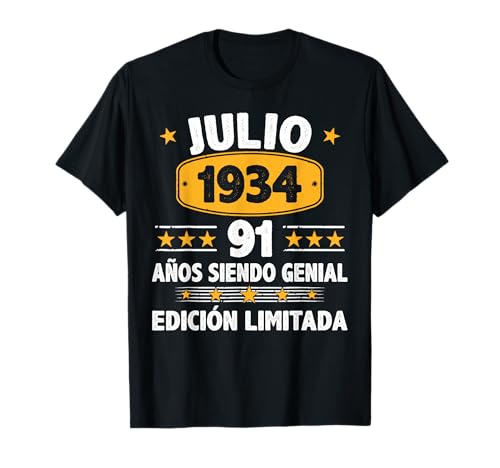 Comprar Julio 1934 91 Años Regalos Hombre Cumpleaños Regalo Julio 1934 Camiseta Ofertas 2025 | regaloscumple.com