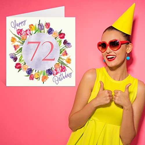 Oferta Flash Hermosas tarjetas   cumpleaños 72 para mujer  ramo   flores   tulipanes   acuarela  tarjeta   feliz cumpleaños para ella  abuela  niñera  gran mamá  regalos   cumpleaños  145 mm x 145 mm  bonitas tarjetas   felicitación florales