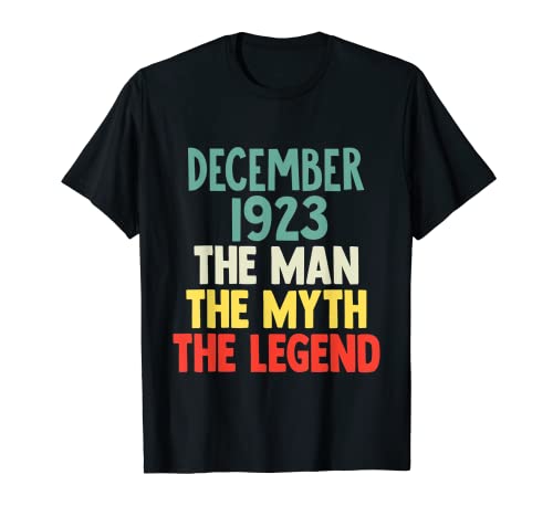 Consigue ahora The Man Myth Legend 1923 - Regalo Catálogo cumpleaños del 99 diciembre para 99 Camiseta Ofertas 2024 | regaloscumple.com