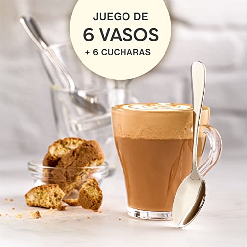 Comprar ahora Tazas Vidrio Asa Cucharillas 250ml Mantienen Calor Tamaño Máquinas - Lavavajillas