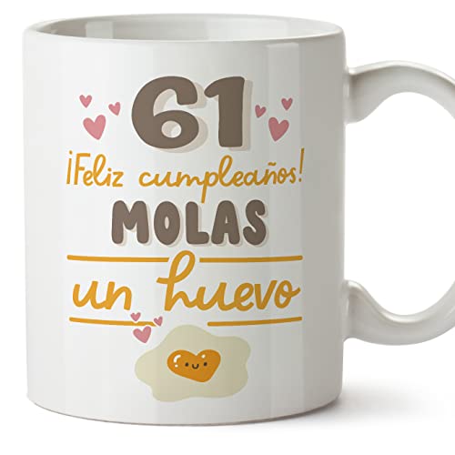 Comprar MUGFFINS Tazas 61 Cumpleaños - En Español - Feliz Cumpleaños Molas un Huevo - 11 oz / 330 ml - Regalo original y divertido Catálogo Ofertas 2024 | regaloscumple.com