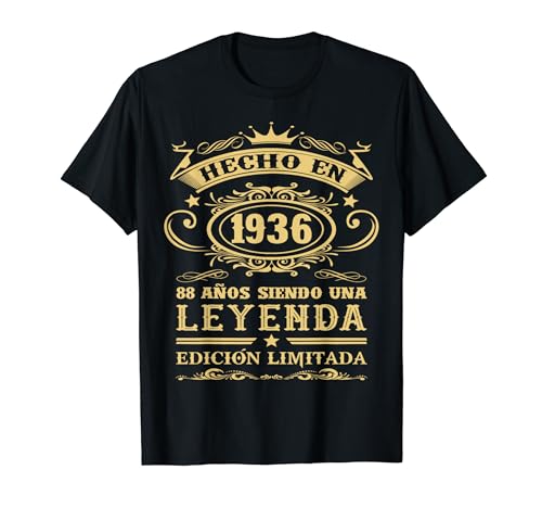 Consigue ahora Hecho En 1936 Cumpleaños 88 Años Siendo Una Cumpleaños Leyenda Camiseta Rebajas 2024 | regaloscumple.com