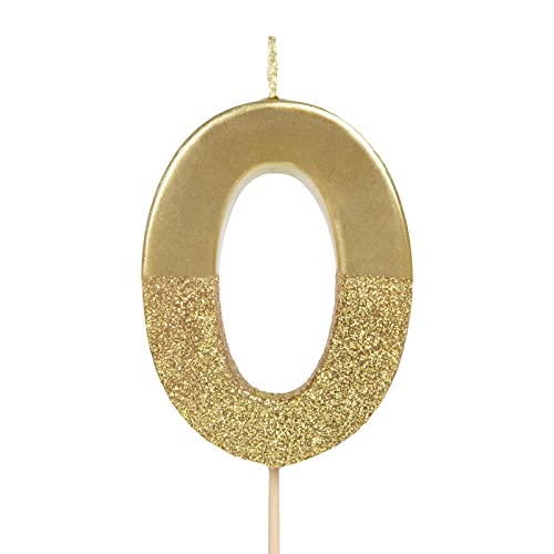 Comprar Velas cumpleaños con números 10 20 30 40 50 Promoción 60 70 80 90 100 color oro metalizado con glitter (Número 0) Rebajas 2023 | regaloscumple.com