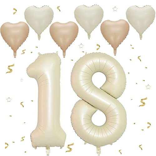 Consigue ahora Color Crema Número 18 Globos 40 Pulgadas Papel Aluminio Grande Número 1 y Promoción 8 Globos Globos Helio número 81 Globos Cumpleaños 18 Para Hombres Mujeres Fiesta Aniversario (Nummer 18/81) Rebajas 2023 | regaloscumple.com