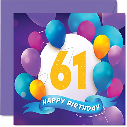 Comprar Tarjeta cumpleaños 61 para hombres y mujeres fiesta globos tarjetas feliz Promoción cumpleaños para hombre 61 años mujer mamá papá tía tía tía abuelo abuelo abuelo abuelo 145 mm x 145 Top Precio 2024 | regaloscumple.com
