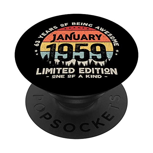 Comprar Regalo 63 años Cumpleaños Hombre Mujer - Enero 1959 PopSockets Navidad PopGrip Intercambiable Top Precio 2025 | regaloscumple.com