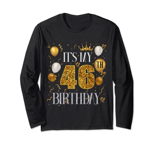 Consigue ahora It's My 46th Birthday Happy 1977 Camiseta Catálogo cumpleaños para hombres y mujeres Manga Larga Rebajas 2024 | regaloscumple.com