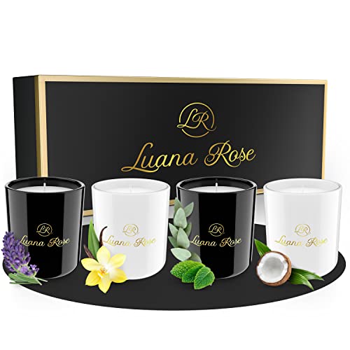Comprar Luana Rose Velas Aromáticas - Set Regalo - Velas 100% Cera Soja - Velas Perfumadas en Vaso - Velas Aromáticas Navidad Cera Soja Natural - Velas Regalo para Aromaterapia - Set 4 Piezas Ofertas 2024 | regaloscumple.com