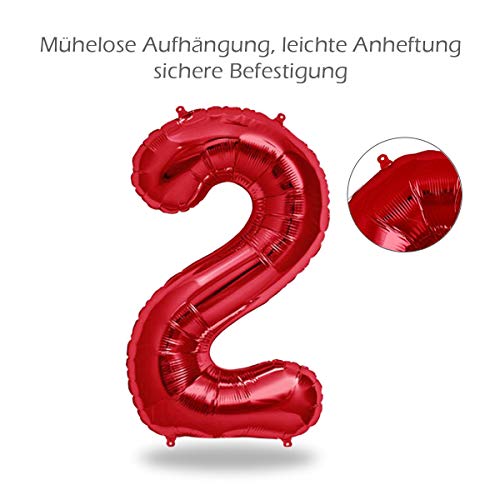 Comprar ahora FUNXGO Globo Numero 2 rojo - 100 cm & 40cm - Globos   Cumpleãnos 2 - rojo globo 2 años cumpleaños - Decoracion 2 Cumpleaños - Adecuado para cumpleaños  fiestas sorpresas  fiestas