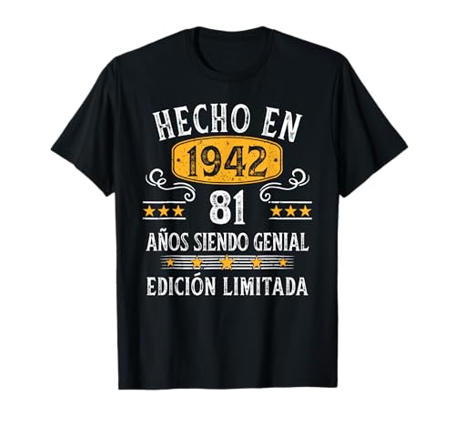Comprar 81 Años Cumpleaños Catálogo Regalo Hombre Hecho En 1942 Hecho En 1942 Camiseta Ofertas 2024 | regaloscumple.com