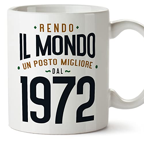 Consigue ahora MUGFFINS Tazas Cumpleaños 1972 Cumpleaños - En Italiano - Rendo il Mondo un Posto Migliore - 11 oz / 330 ml - Regalo original y divertido Rebajas 2024 | regaloscumple.com