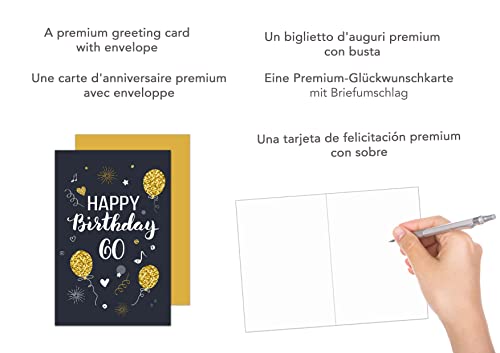 Ofertas Edition Seidel Tarjeta de felicitación 60 cumpleaños con sobre para hombre y mujer (GZ346-60 SW023)