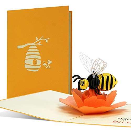 Comprar Tarjeta cumpleaños HappBEE Birthday divertida Ideas para regalar alegre tarjeta cumpleaños desplegable con diseño abeja sobre flor en 3D. Tarjeta felicitación o vale para cumpleaños G27 Rebajas 2023 | regaloscumple.com