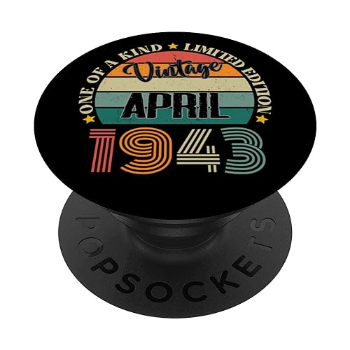 Consigue ahora 81 Años Vintage Abril 1943 81 Cumpleaños Retro PopSockets Promoción PopGrip Intercambiable Rebajas 2023 | regaloscumple.com