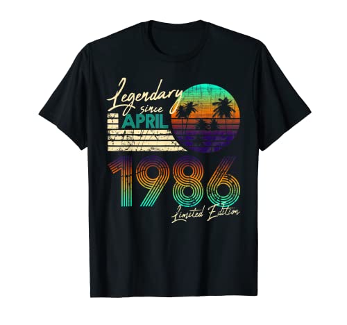 Consigue ahora Promoción Cumpleaños legendario desde abril 1986. Camiseta Ofertas 2023 | regaloscumple.com