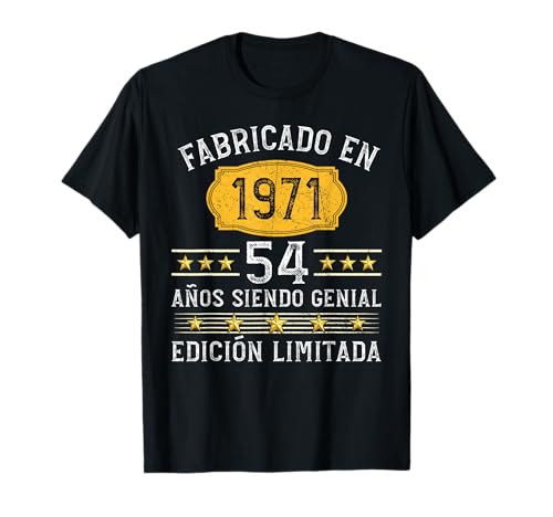 Consigue ahora 54 años Cumpleaños Hombre Mujer Fabricado En 1971 BlackFriday Camiseta Ofertas 2025 | regaloscumple.com