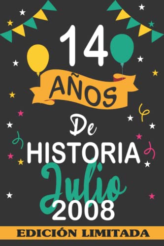 Consigue ahora 14 Años De Historia Julio 2008: 14 años. Libro BlackFriday visitas cuaderno 110 páginas felicitaciones idea regalo regalo Para la esposa novia mujer La madre Rebajas 2024 | regaloscumple.com