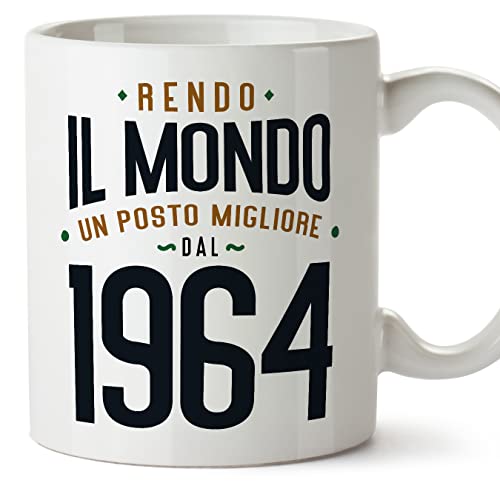 Consigue ahora MUGFFINS Tazas 1964 Cumpleaños - En Italiano - Rendo BlackFriday il Mondo un Posto Migliore - 11 oz / 330 ml - Regalo original y divertido Rebajas 2025 | regaloscumple.com
