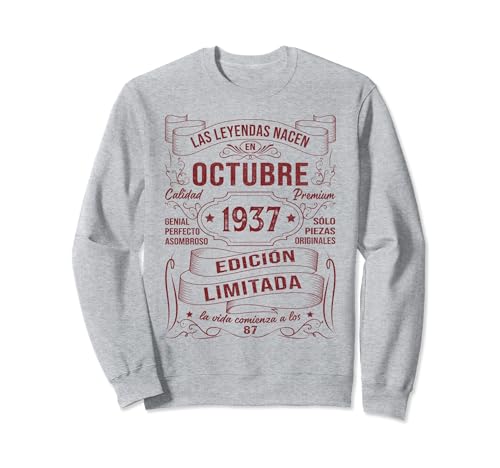 Comprar Las Leyendas Nacen En Octubre 1937 87 Años Cumpleaños Hombre Catálogo Sudadera Ofertas 2024 | regaloscumple.com