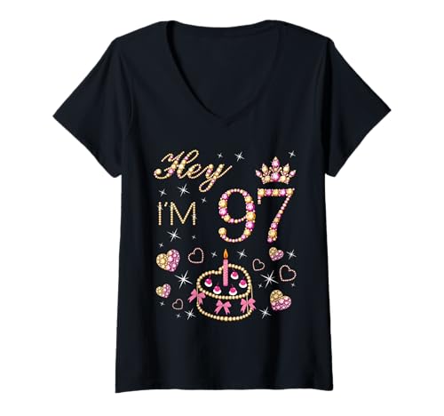 Consigue ahora BlackFriday Mujer Vela para tarta cumpleaños número 97 97 años diseño mujer 97 años Camiseta Cuello V Rebajas 2025 | regaloscumple.com