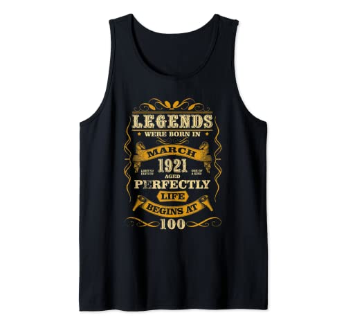 Comprar Leyendas nacidas en marzo Navidad 1921 100 cumpleaños regalo 100 años Camiseta sin Mangas Ofertas 2024 | regaloscumple.com