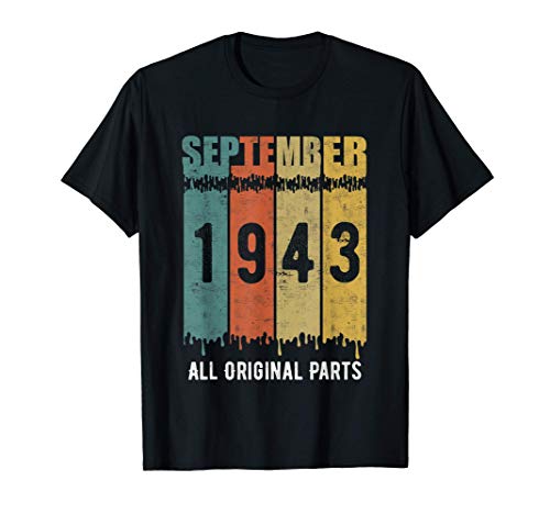 Consigue ahora Cumpleaños Reto Vintage 77th Birthday Tee nacido en septiembre 1943 Camiseta Top Precio 2024 | regaloscumple.com