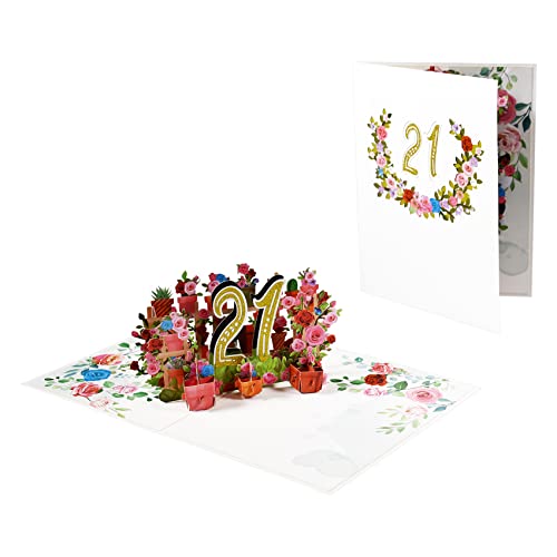 Oferta Flash Tarjeta 3D desplegable para 21 cumpleaños o 21 aniversario de