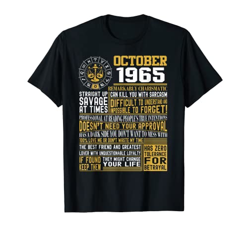 Comprar Nacido BlackFriday en octubre Libra 1965 regalos cumpleaños Camiseta Top Precio 2025 | regaloscumple.com