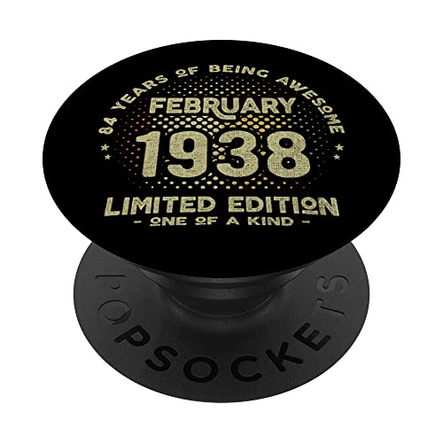 Consigue ahora Regalo 84 Cumpleaños años Cumpleaños Hombre Mujer - Febrero 1938 PopSockets PopGrip Intercambiable Ofertas 2024 | regaloscumple.com