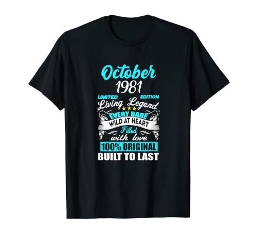 Comprar Hombre 40 cumpleaños en octubre 1981 Camiseta BlackFriday Rebajas 2024 | regaloscumple.com