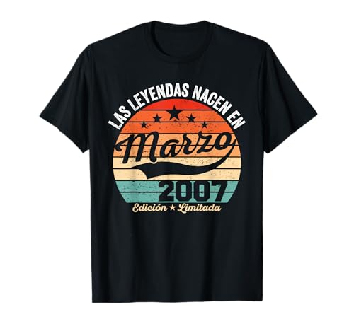 Comprar 17 años Cumpleaños Las Navidad Leyendas nacen en Marzo 2007 Camiseta Rebajas 2025 | regaloscumple.com