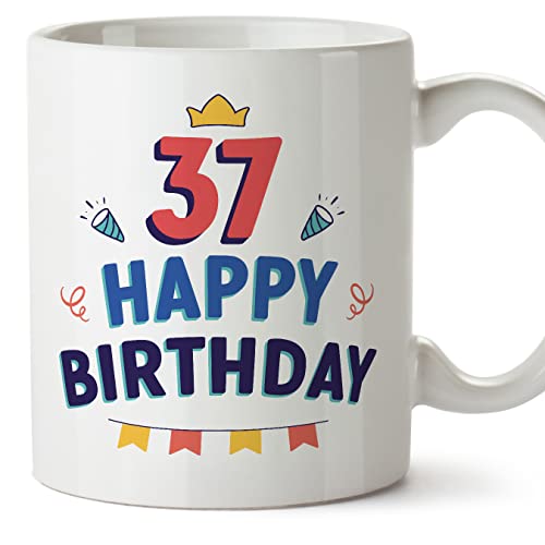 Comprar MUGFFINS Tazas 37 Cumpleaños - En Inglés - Happy Birthday! - 11 oz / 330 ml - Regalo original Catálogo y divertido Top Precio 2025 | regaloscumple.com