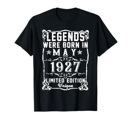 Consigue ahora Cumpleaños Promoción Mayo 1927 Edición Limitada Regalo Legend May Camiseta Ofertas 2024 | regaloscumple.com