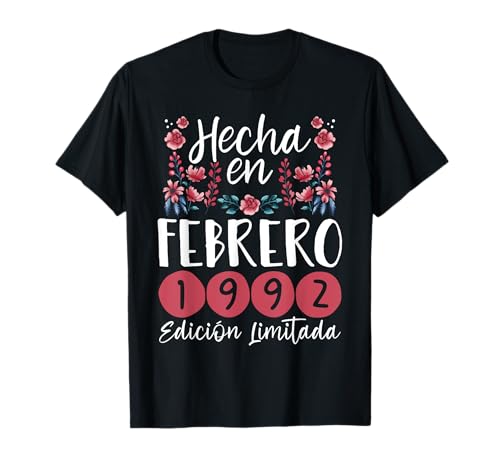 Consigue ahora Hecha En Febrero 1992 Promoción Mujer Regalo 33 Años Cumpleaños Camiseta Ofertas 2025 | regaloscumple.com