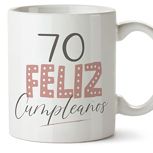 Consigue ahora MUGFFINS Tazas 70 BlackFriday Cumpleaños - En Español - ¡Feliz Cumpleaños! Rosa - 11 oz / 330 ml - Regalo original y divertido Top Precio 2024 | regaloscumple.com