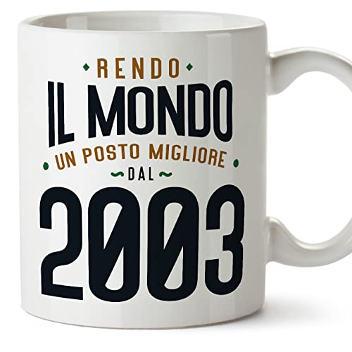 Comprar MUGFFINS Tazas 2003 Cumpleaños - En Italiano - Rendo il Mondo un Posto Migliore - 11 oz / 330 ml - Catálogo Regalo original y divertido Ofertas 2025 | regaloscumple.com