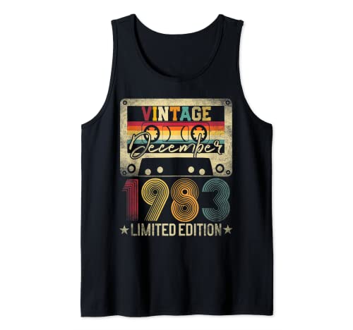 Consigue ahora Diciembre Navidad 1983 39 cumpleaños regalo edición limitada Vintage Camiseta sin Mangas Top Precio 2025 | regaloscumple.com