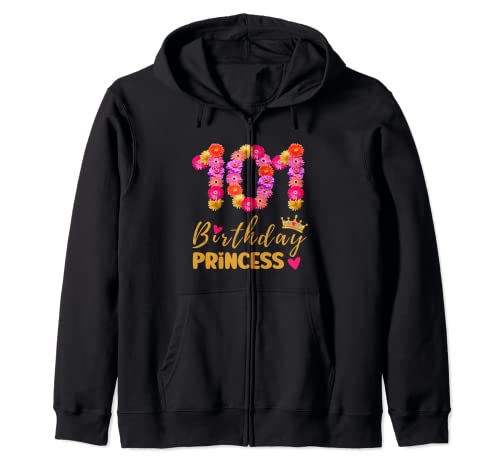 Comprar 101 Años Edad Cumpleaños Princesa Flor Su 101 Cumpleaños Catálogo Sudadera con Capucha Top Precio 2024 | regaloscumple.com