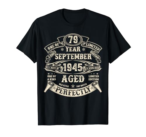 Comprar Septiembre Catálogo 1945 79 años regalos cumpleaños 79 para hombres Camiseta Ofertas 2024 | regaloscumple.com