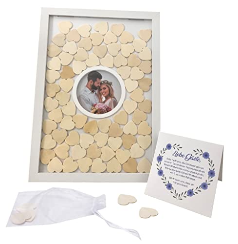 Comprar Marco madera del libro visitas Jandiklee incluyendo corazones madera para escribir y marco fotos integrado para bodas bautizos cumpleaños Cumpleaños fiestas bebés. Rebajas 2025 | regaloscumple.com