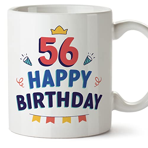 Comprar MUGFFINS Tazas 56 Cumpleaños - En Inglés - Happy Birthday! - 11 oz / 330 ml - Cumpleaños Regalo original y divertido Top Precio 2025 | regaloscumple.com