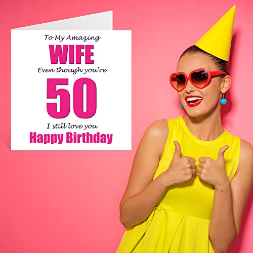 Oferta Flash Tarjetas 50 50 Still You, feliz esposa pareja y años, cumpleaños 145 x mm, felicitación broma