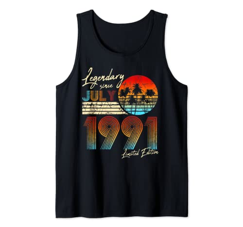 Comprar Nacido en 1991 en julio del regalo cumpleaños 30 años Camiseta Promoción sin Mangas Ofertas 2024 | regaloscumple.com