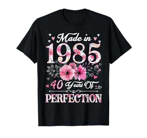 Comprar Regalo floral 40 años Navidad hecho en 1985 para mujeres Camiseta Top Precio 2025 | regaloscumple.com