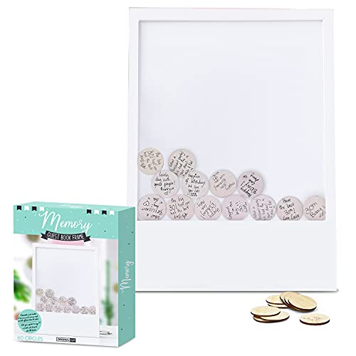 Comprar Marco Madera para Recuerdos | Libro Visitas | Boda | Cumpleaños Ideas para regalar | Evento | Viaje | Regalo | Decoración | 60 Anillos Madera para Sus Mensajes | 42x32cm | OriginalCup® Ofertas 2023 | regaloscumple.com