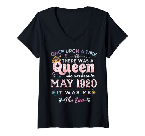 Comprar Mujer Mayo 1920 Regalos 100 años edad 100 cumpleaños regalo del día la madre Camiseta Cuello V Ofertas 2024 | regaloscumple.com