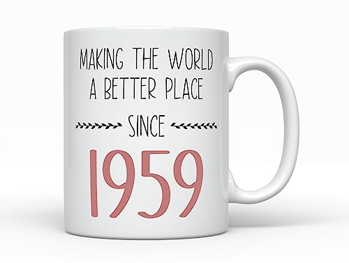 Comprar Sunmead Taza café con texto en inglés "Making the World better since 1959" nacida en 1959 66 BlackFriday años cumpleaños mujer 65º día B decoración regalo para ella (11 onzas 1959) Ofertas 2025 | regaloscumple.com